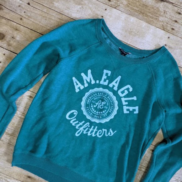 America Eagle Teal Crewneck Sweatshirt - Picture 3 of 5